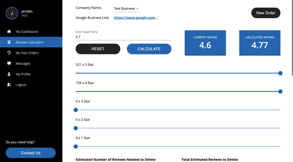 Reviews and Rating Calculator